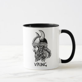 Viking in een helm mok