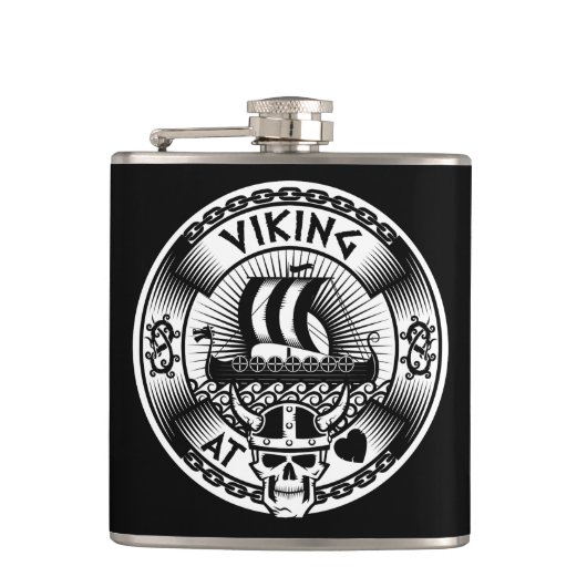 Viking in hart en nieren heupfles (Voorkant)