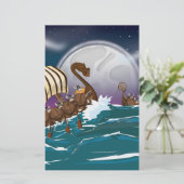 Viking invasievloot briefpapier (Staand voorkant)