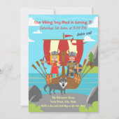 Viking jongen en meisje op wandelende verjaardagsf kaart (Voorkant)