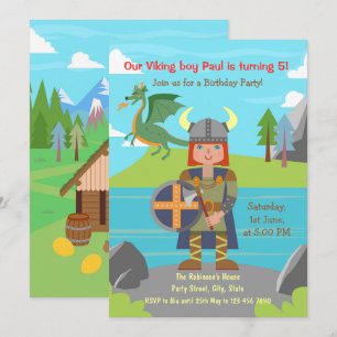 Viking Jongen krijger en draak Verjaardagsfeestje Kaart