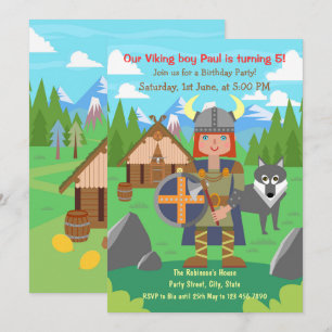Viking Jongen krijger en huisdier wolf Verjaardags Kaart