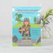 Viking Jongens krijger en draak Verjaardagsfeestje Kaart (Staand voorkant)