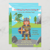 Viking Jongens krijger en draak Verjaardagsfeestje Kaart (Voorkant / Achterkant)