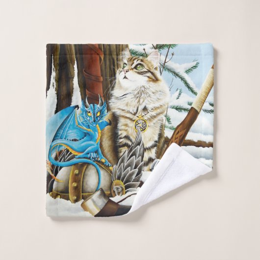 Viking Kat Blauwe Draak Bad Handdoek (Wasdoekje)