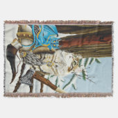 Viking Kat Blauwe Draak Fantasie Deken (Voorkant)