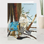 Viking Kat Blauwe Draak Fantasie Kaart (Voorkant)