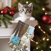 Viking Kat Blauwe Draak Fantasie Kleine Kerstsok