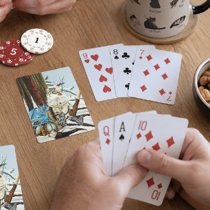 Viking Kat Blauwe Draak Fantasie  Pokerkaarten