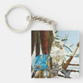 Viking Kat Blauwe Draak Fantasie Sleutelhanger (Voorkant)