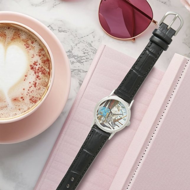 Viking Kat Blauwe Draak Horloge (Creator heeft geüpload)