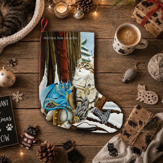 Viking Kat Blauwe Draak Kleine Kerstsok