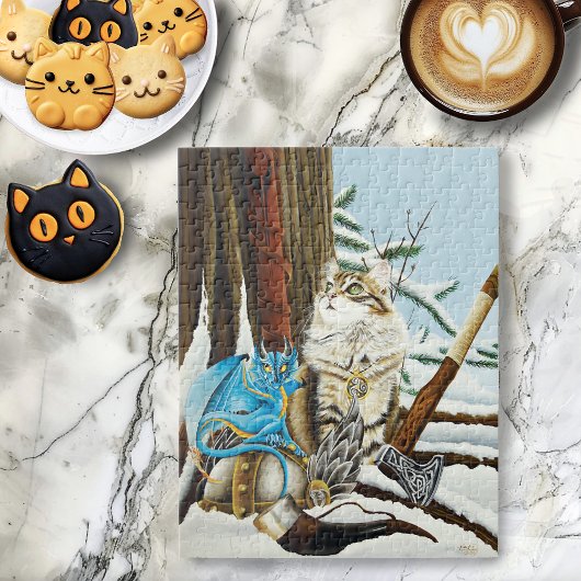 Viking Kat Blauwe Draak Legpuzzel