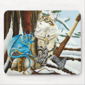 Viking Kat Blauwe Draak Muismat (Voorkant)