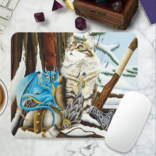 Viking Kat Blauwe Draak Muismat