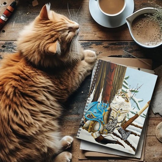 Viking Kat Blauwe Draak Notitieboek