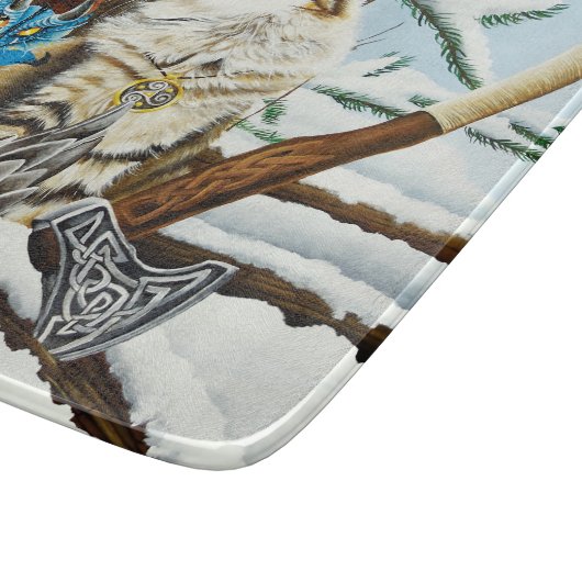 Viking Kat Blauwe Draak Snijplank (Hoek)