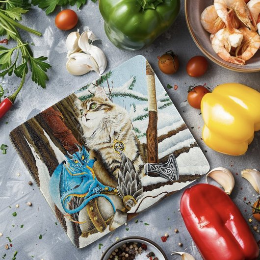 Viking Kat Blauwe Draak Snijplank