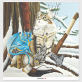 Viking Kat Blauwe Draak Sticker (Vel)