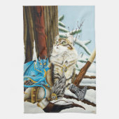 Viking Kat Blauwe Draak Theedoek (Verticaal)