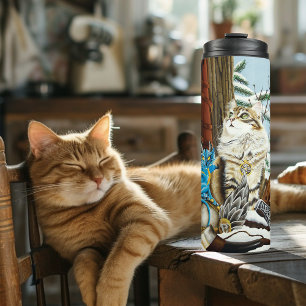Viking Kat Blauwe Draak Thermosbeker