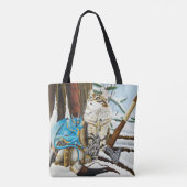 Viking Kat Blauwe Draak Tote Bag (Achterkant)