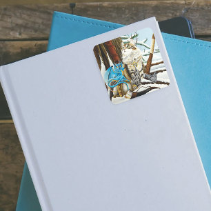 Viking Kat Blauwe Draak Vierkante Sticker