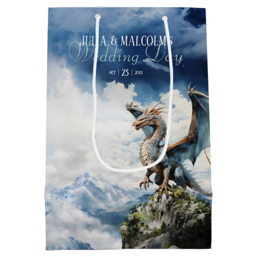 Viking Keltische Dragon Bruiloft of Verjaardag Medium Cadeauzakje (Achterkant)