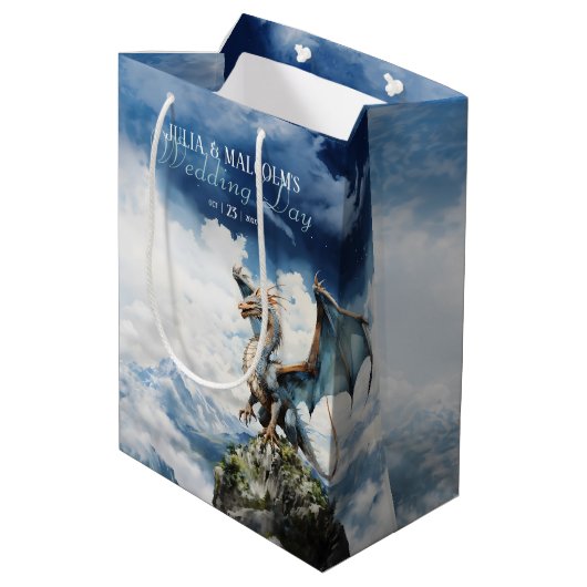 Viking Keltische Dragon Bruiloft of Verjaardag Medium Cadeauzakje (Achterkant Gekanteld)