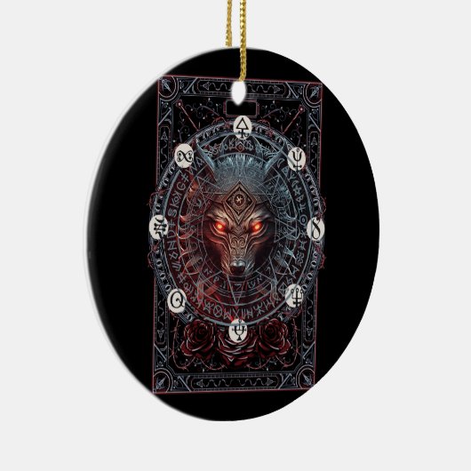 Viking Keltische Fenrir Wolf Merk Noordse Mytholog Keramisch Ornament (Rechts)