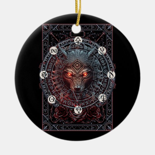 Viking Keltische Fenrir Wolf Merk Noordse Mytholog Keramisch Ornament (Voorkant)