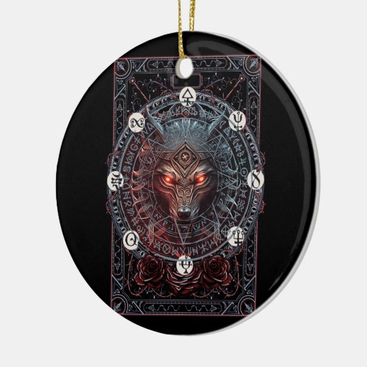 Viking Keltische Fenrir Wolf Merk Noordse Mytholog Keramisch Ornament (Links)