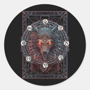 Viking Keltische Fenrir Wolf Merk Noordse Mytholog Ronde Sticker