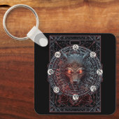 Viking Keltische Fenrir Wolf Merk Noordse Mytholog Sleutelhanger (Voorkant)