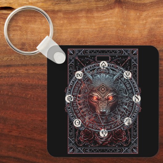 Viking Keltische Fenrir Wolf Merk Noordse Mytholog Sleutelhanger (Voorkant)