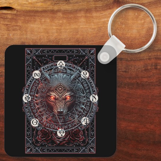 Viking Keltische Fenrir Wolf Merk Noordse Mytholog Sleutelhanger (Achterkant)