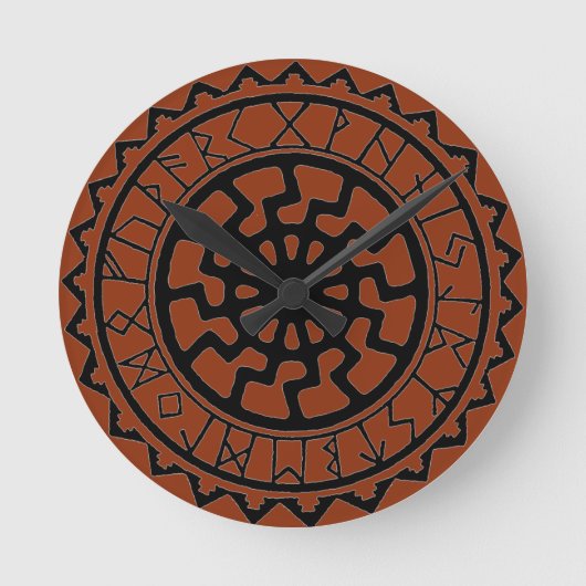Viking Keltische Zon Rune Kalender Ronde Klok (Voorkant)