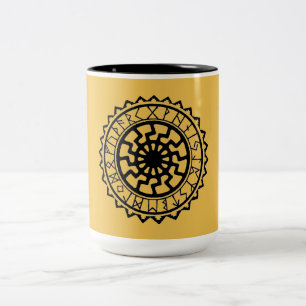 Viking Keltische Zon Rune Kalender Tweekleurige Koffiemok