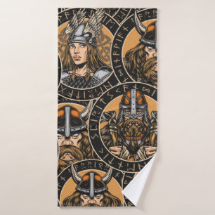 Viking kleurrijk naadloos patroon in stijl badhanddoek