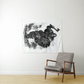 Viking krijger aanval – Inkt gevecht Wandkleed (In Situ (horizontaal))
