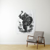 Viking krijger aanval – Inkt gevecht Wandkleed (In situ)