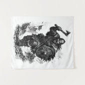 Viking krijger aanval – Inkt gevecht Wandkleed (Voorkant (horizontaal))