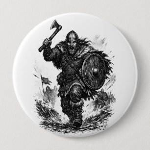 Viking Krijger Charge – Inktgevecht Ronde Button 4,0 Cm