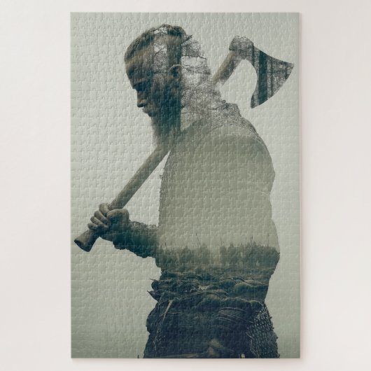 Viking krijger dubbele blootstelling puzzel (Verticaal)