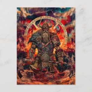 Viking krijger in Asgard met goden Feestdagenkaart