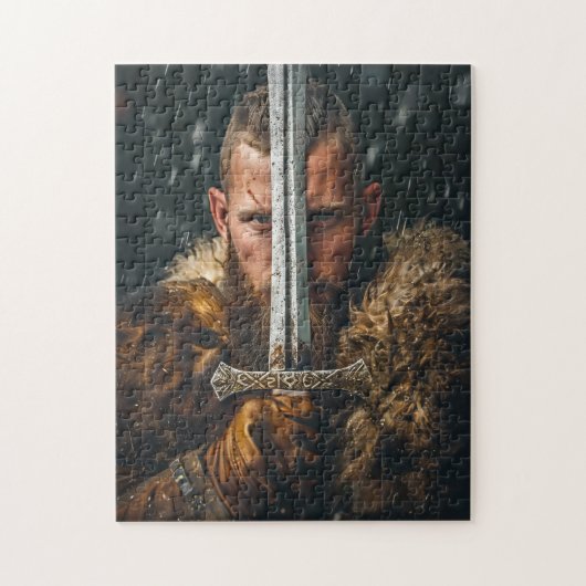 Viking krijger in authentieke kledij legpuzzel (Verticaal)