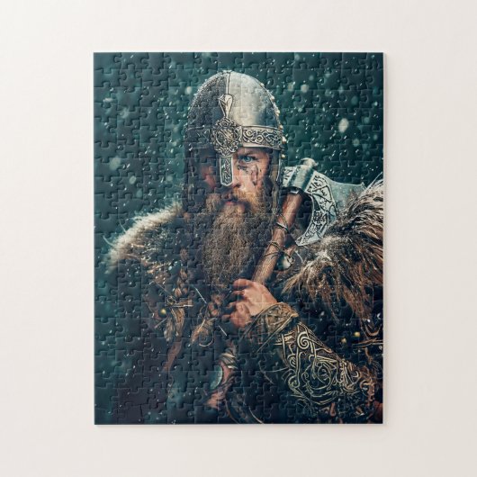 Viking krijger in authentieke kledij legpuzzel (Verticaal)