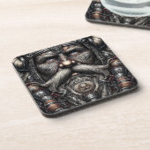 Viking krijger kurk onderzetters set van 6 (Linkerzijde)