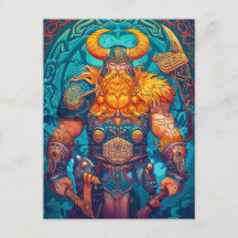 Viking krijger met bijl Noorse mythologie strip