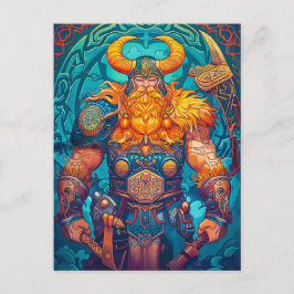 Viking krijger met bijl Noorse mythologie strip Briefkaart
